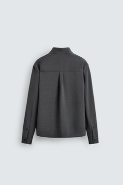 ZARА РУБАШКА СТРУЯЩЕГОСЯ ПОКРОЯ RELAXED FIT, СЕРЫЙ