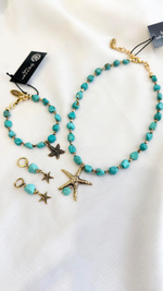 Колье из говлита с морской звездой, оттенок золото