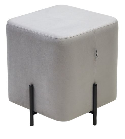 Пуф для гостиной ФЕЛИКС квадратный светло-серый BM-4, велюр / черный каркас