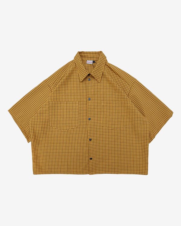 Рубашка укороченная оверсайз желтая - фото 1