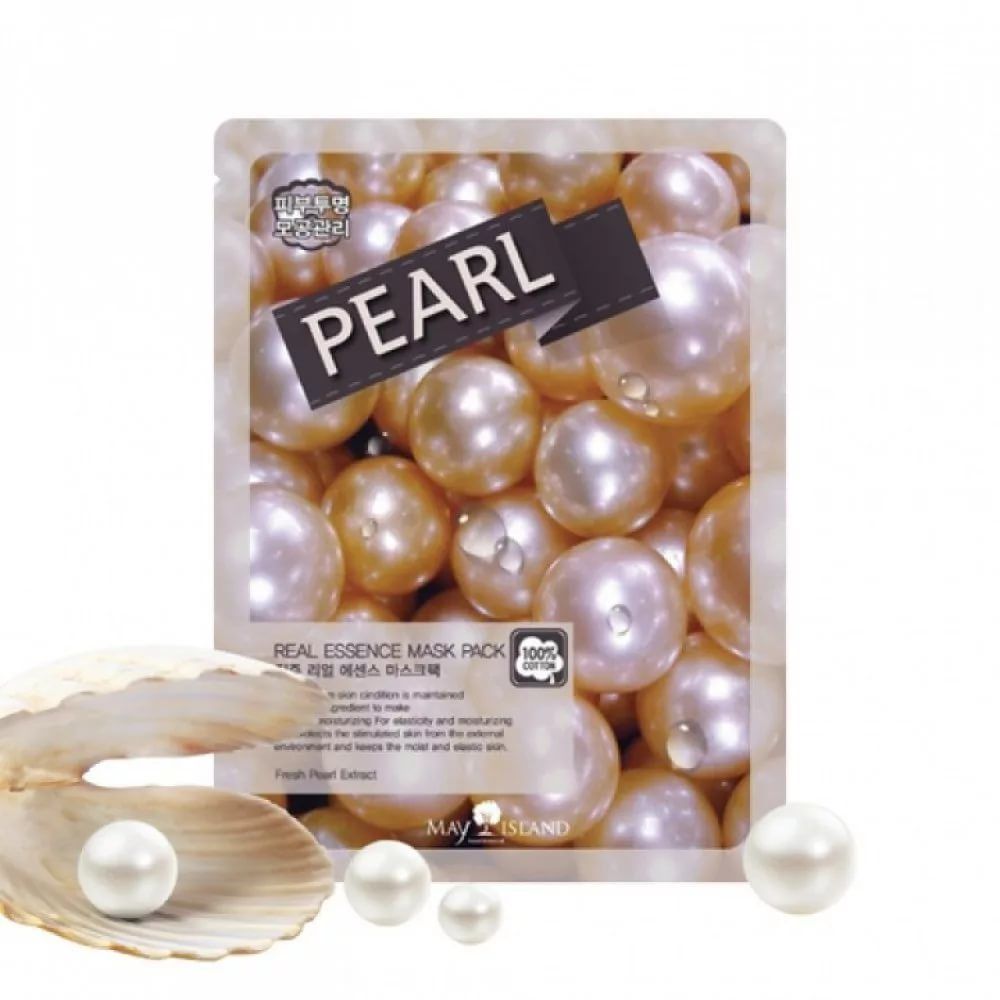 Маска тканевая для лица с жемчугом MAY ISLAND Real Essence Pearl Mask