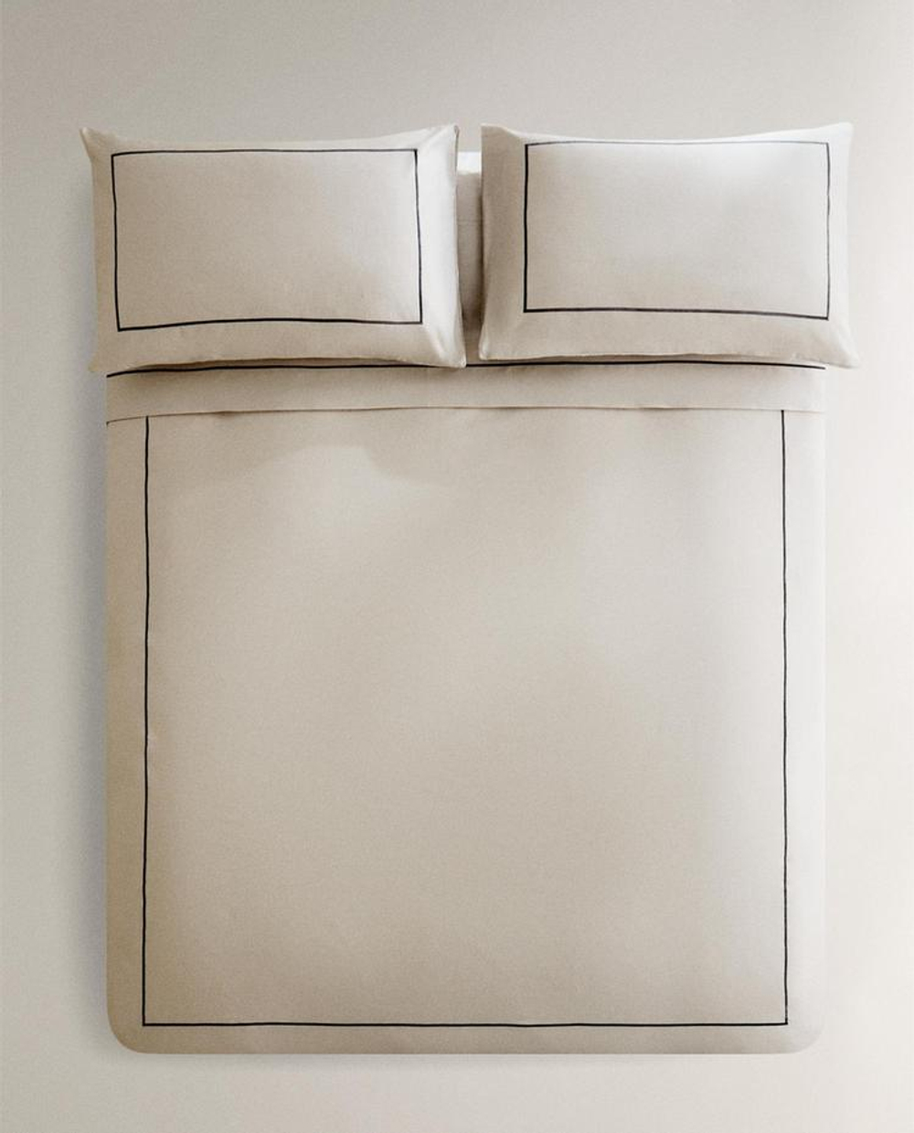 ZARA HOME ПОДОДЕЯЛЬНИК ИЗ САТИНА С ОКАНТОВКОЙ, СЕРЫЙ