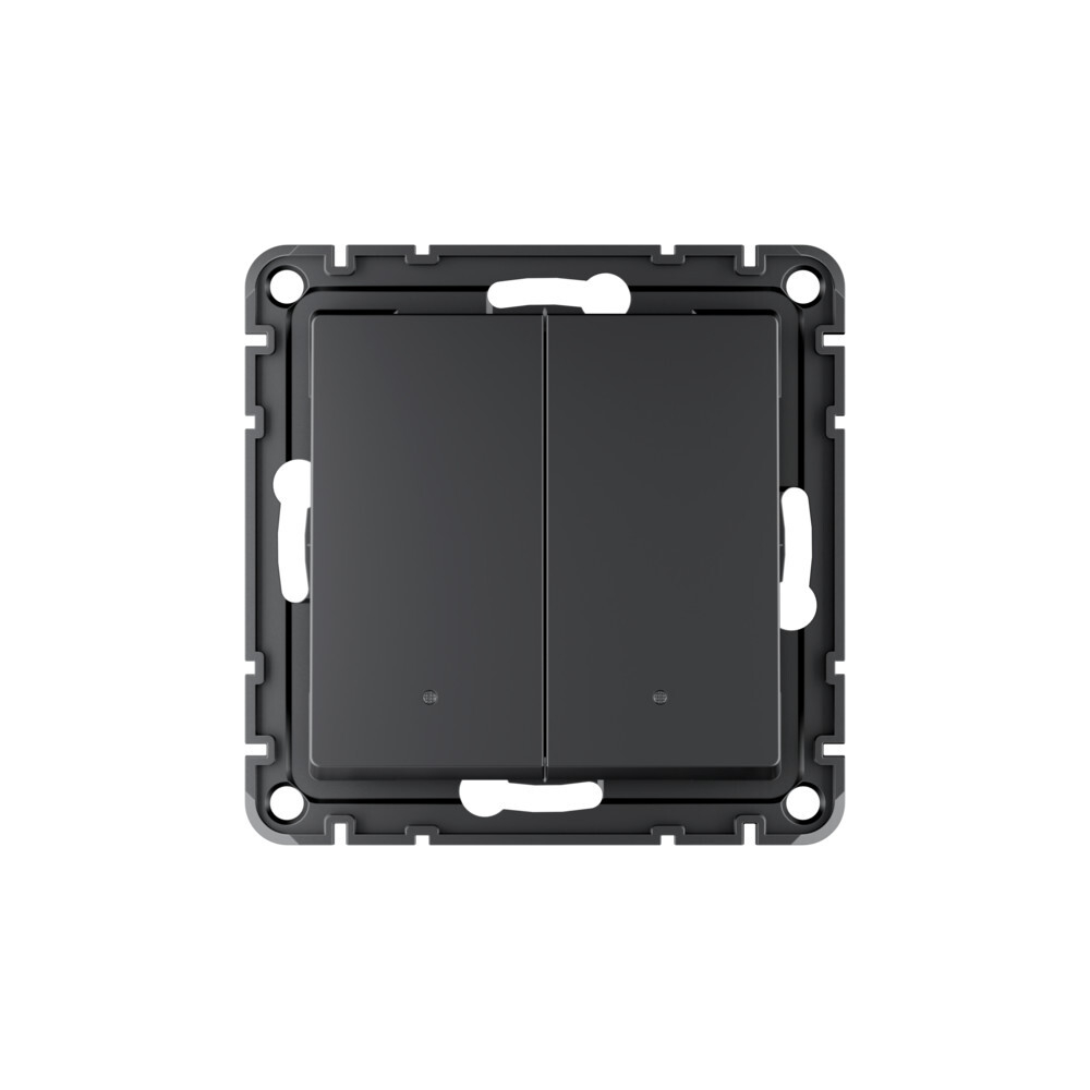 ATLASDESIGN SMART 2-кл. ВЫКЛЮЧАТЕЛЬ с подсв., Zigbee, сх.5, L+N, 10А, мех., КАРБОН