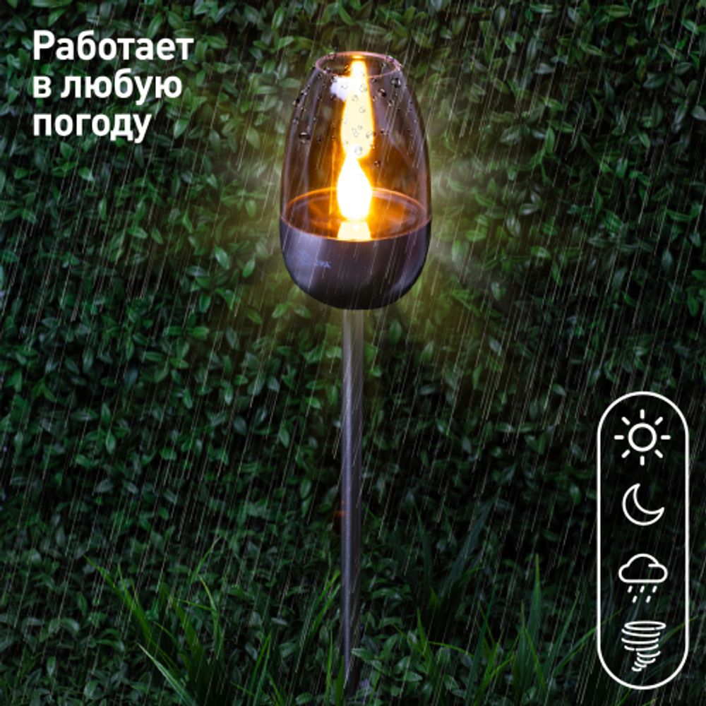 Светильник уличный ЭРА ERASF22-37 на солнечных батареях садовый Идеал 32 см | Садовые декоративные светильники