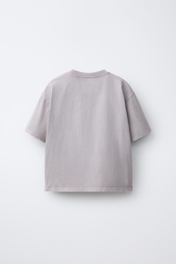 ZARA ФУТБОЛКА С ЭФФЕКТОМ ПОТЕРТОСТИ ROLLING STONE ©, СЕРОВАТО-КОРИЧНЕВЫЙ