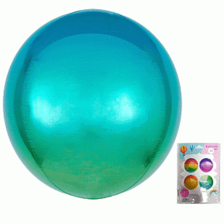 К Сфера 3D, 22''/56 см, Радужный зелено-голубой в упаковке, 1 шт.
