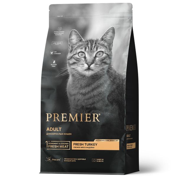 Сухой корм Premier Cat Turkey Adult для кошек, свежая индейка