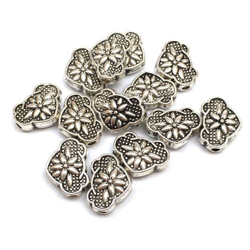 Бусины "Ретро" 13х10 мм (10 шт), под серебро
