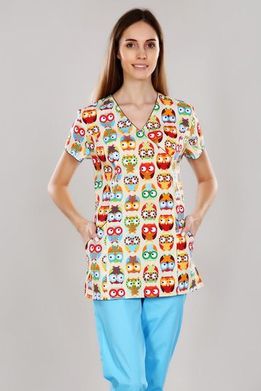 Блуза женская М-285П (принт совы)