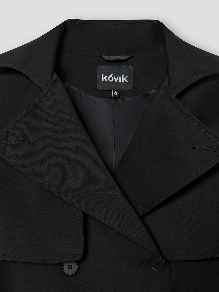 Черный тренч их хлопка с поясом