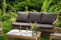 "Гранд Латте" лаунж-зона из искусственного ротанга, цвет соломенный