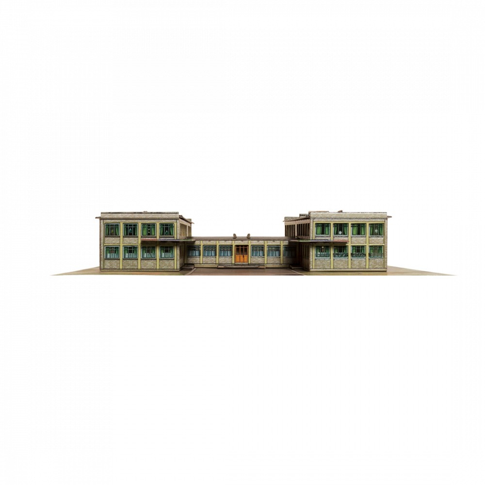 Здание Детского сада (лето). Сборная модель из картона. Масштаб 1/220