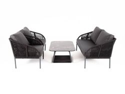 "Канны" лаунж-зона 4-местная плетеная из роупа (веревки), цвет темно-серый