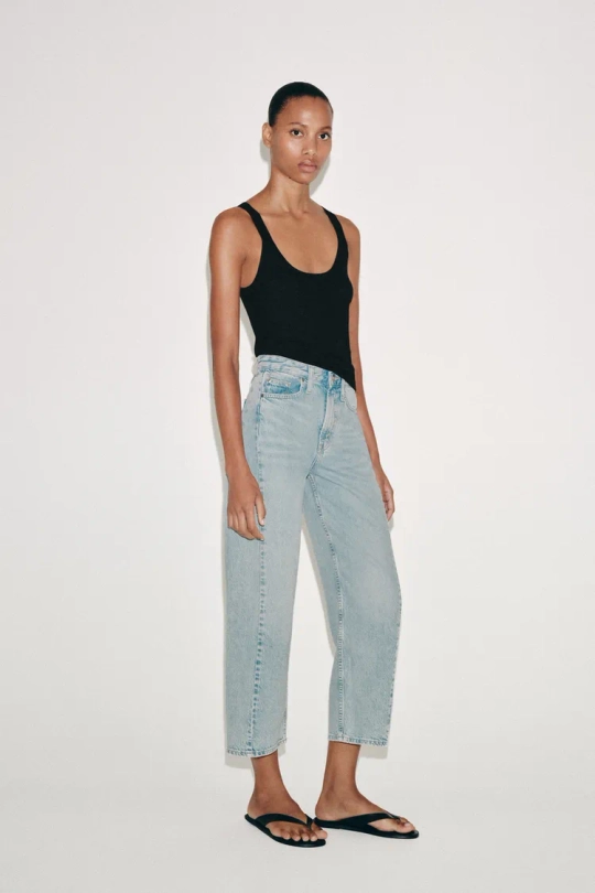 ZARA ДЖИНСЫ ZW COLLECTION ANKLE RELAXED СО СРЕДНЕЙ ПОСАДКОЙ, ГОЛУБОЙ