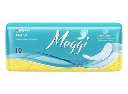 Гигиенические классические толстые прокладки 10 шт Meggi Classic+