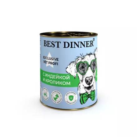 Консервы Best Dinner Hipoallergenic "Индейка с кроликом" 340 гр