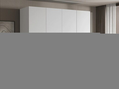 Распашной четырехсекционный шкаф Эмма с 2 ящиками, c черными ручками Белый снег 8685 BS  230*60*260