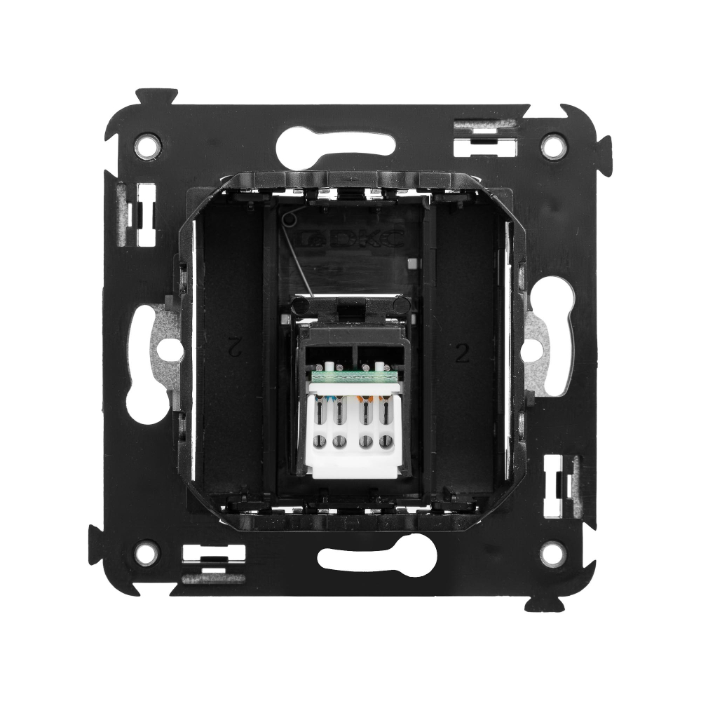 Компьютерная розетка RJ-45 в стену, кат.6А одинарная, "Avanti", "Черный квадрат"