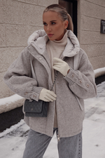 Пуховик средней длины из шерсти с капюшоном