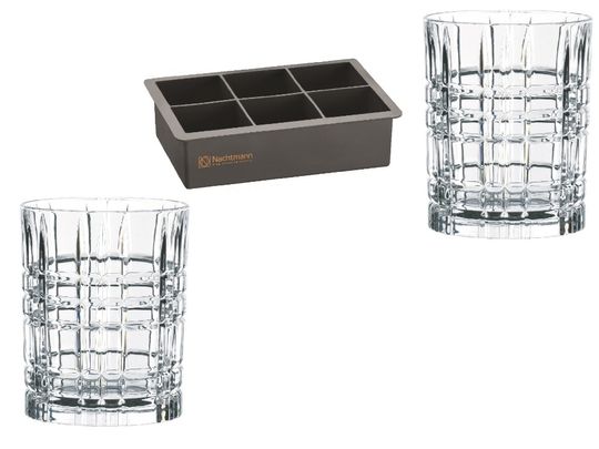 Nachtmann SQUARE - Набор стаканов 2 шт. для виски 345 мл + подставка для льда