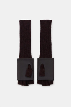 ZARA КОМБИНИРОВАННЫЕ МИТЕНКИ ИЗ ИСКУССТВЕННОЙ КОЖИ, КОРИЧНЕВЫЙ