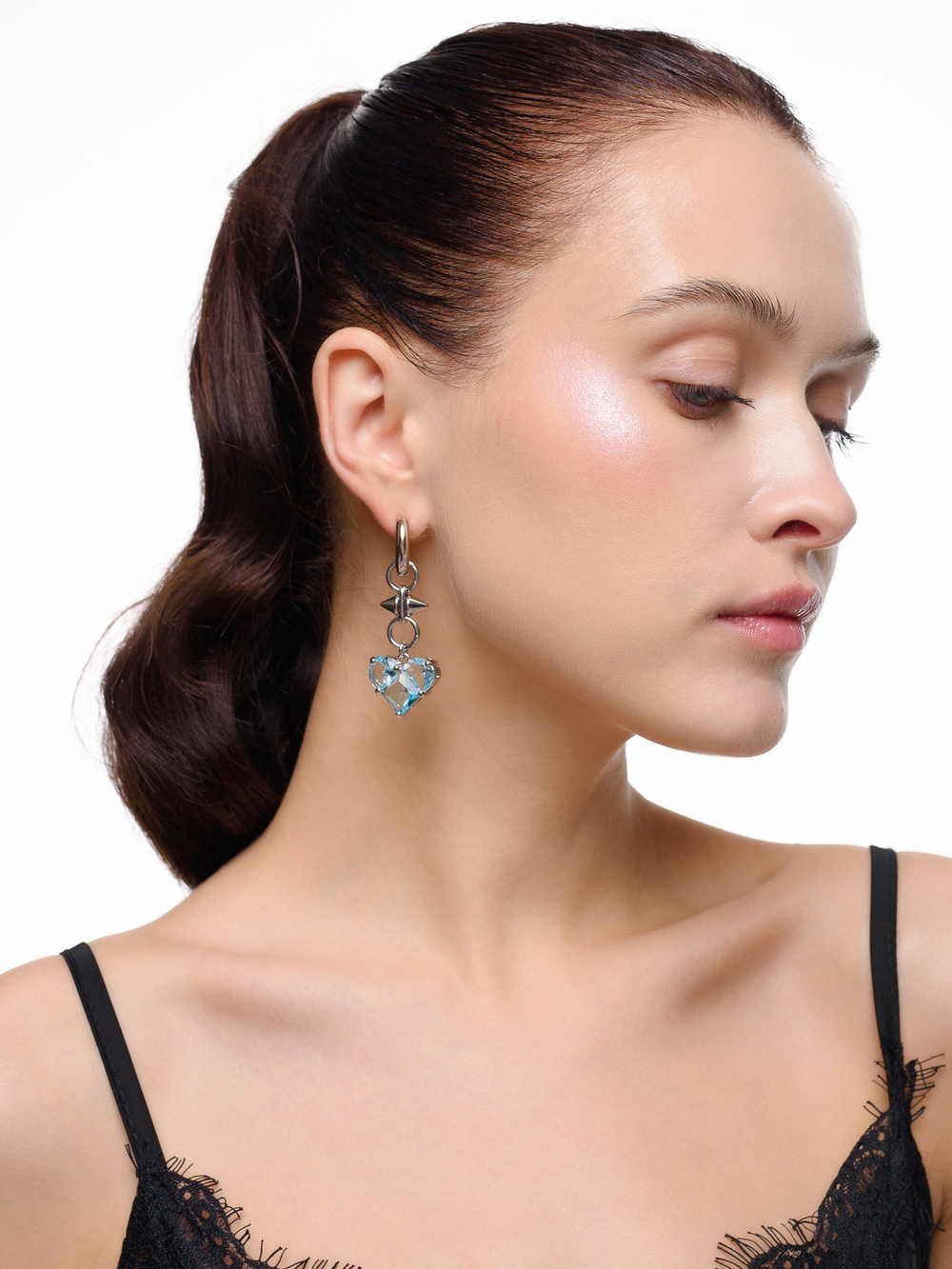 Серьги "Blue and pink big soul thorn" Silver