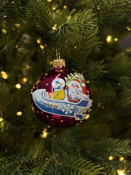 Стеклянный шар Полет 70 мм., розовый, стекло, Ёлочка (С549/2)