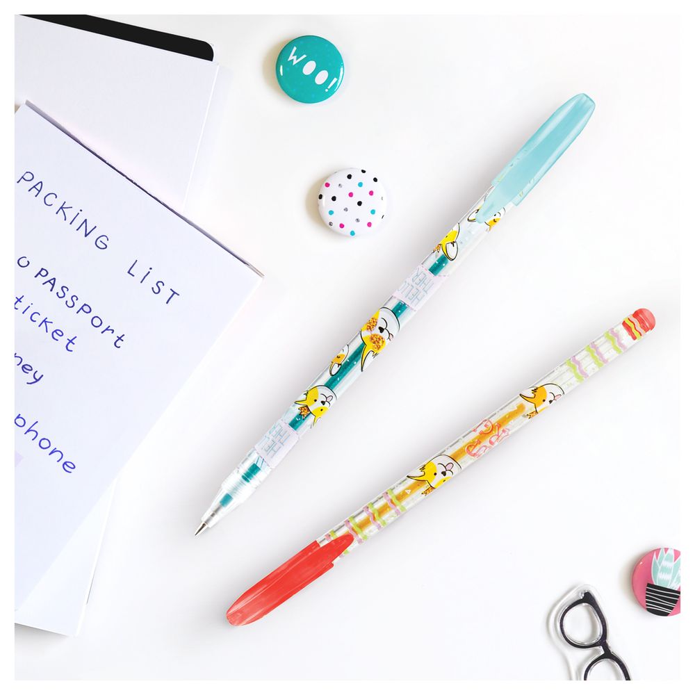 Набор гелевых ручек ArtSpace "Милые зверушки" 12цв., 1,0мм, с блестками, ПВХ чехол