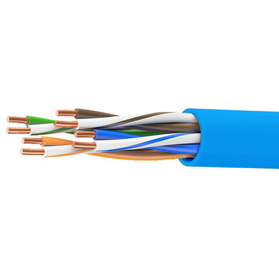 Кабель витая пара кат. 5E неэкранированный U/UTP, 4 пары, нг(А)-HF, цвет внешней оболочки синий, коробка 305 м