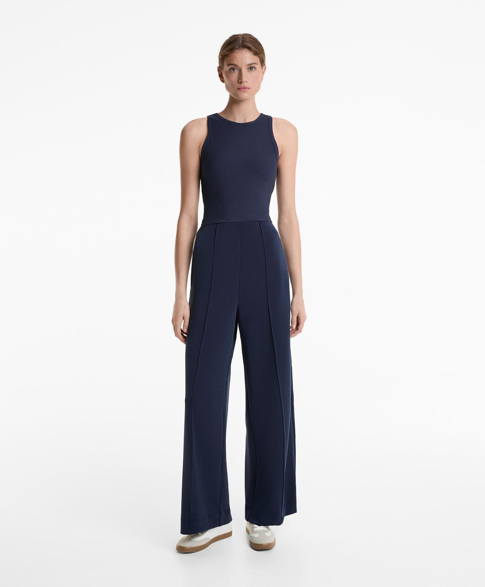 Oysho Топ из смесового модала в рубчик, темно-синий