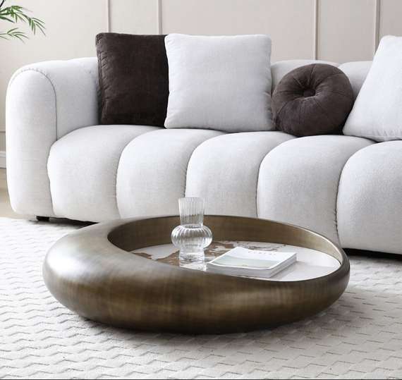 Журнальный столик Pebbles, Ø100х25 см, стекловолокно, керамика