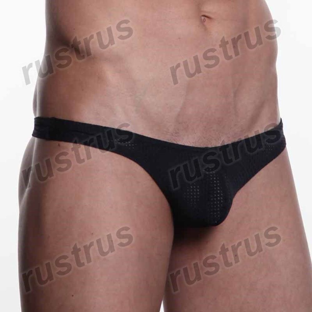 Мужские трусы стринги черные WANGJIANG WG00064