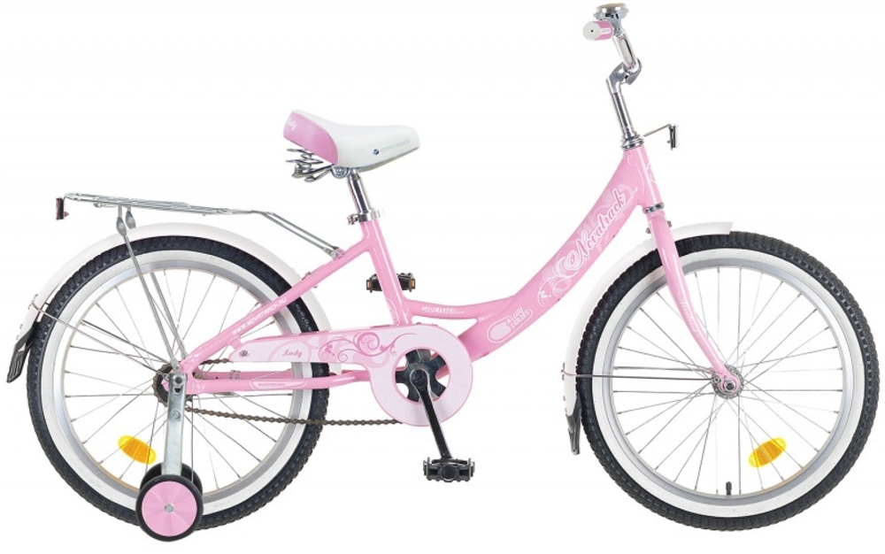 Велосипед NOVATRACK 20", GIRLISH line,розовый,  алюм.рама., тормоз нож, крылья и багажник