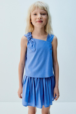 ZARA ЮБКА-ШОРТЫ ИЗ ПОПЛИНА, СИНИЙ