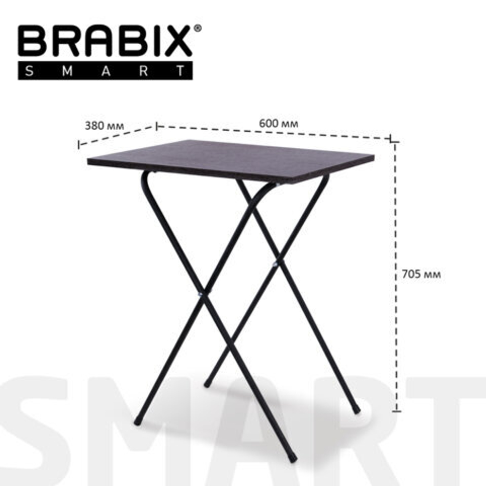Стол BRABIX "Smart CD-011", 600х380х705, ЛОФТ, складной, металл/ЛДСП ясень, каркас черный, 641879