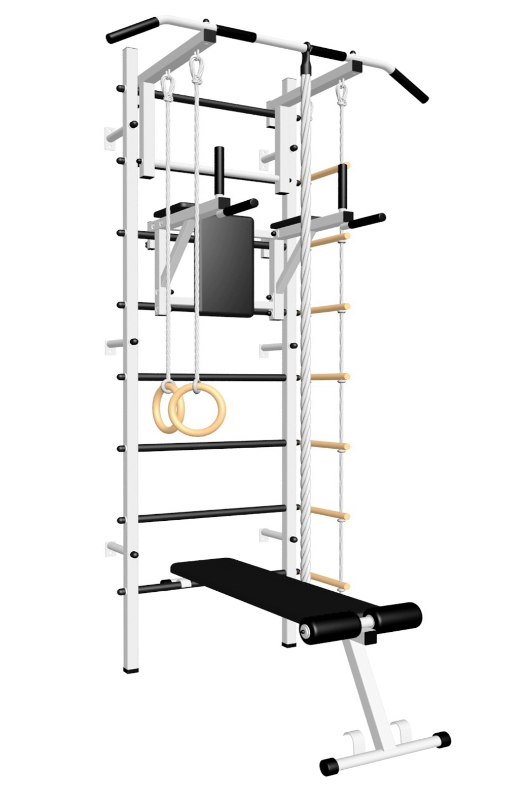 Шведская стенка Sv Sport усиленная 606 (Турник стандарт/Брусья/Скамья/Канат/Кольца/Лестница)
