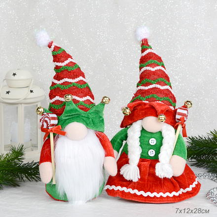 Новогоднее украшение Гном 7x12x28 см / B121 /уп 100/ (Девочка)