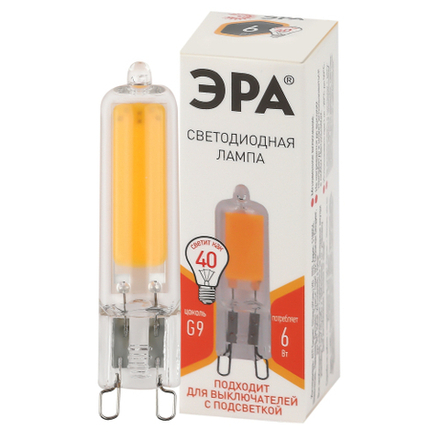 Лампочка светодиодная ЭРА STD LED JCD-6W-GL-827-G9 G9 6Вт капсула теплый белый свет