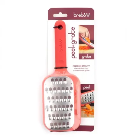 Терка крупная+овощечистка 2-в-1 с ручкой 32см Trebonn Kitchen Tools красный