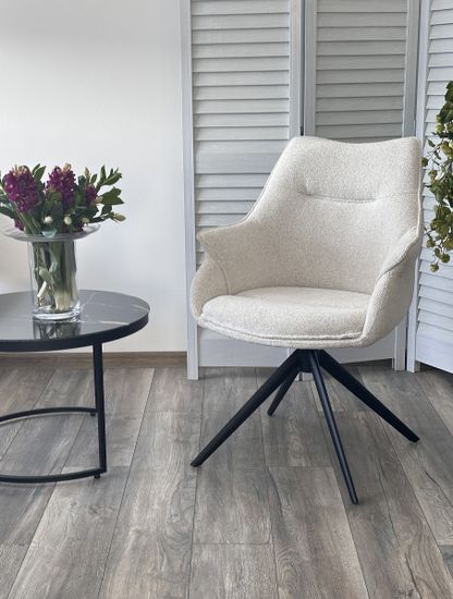 Стул OVE 360 град. поворот. RAVEN22 Бежево-белый, ткань / Черный