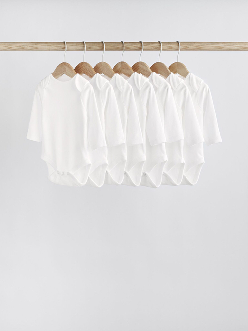 Боди с длинным рукавом для малышей Next 645-262, 7 шт., Белый