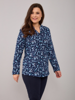 Блузка БЛ-22/темносиний-цветочки