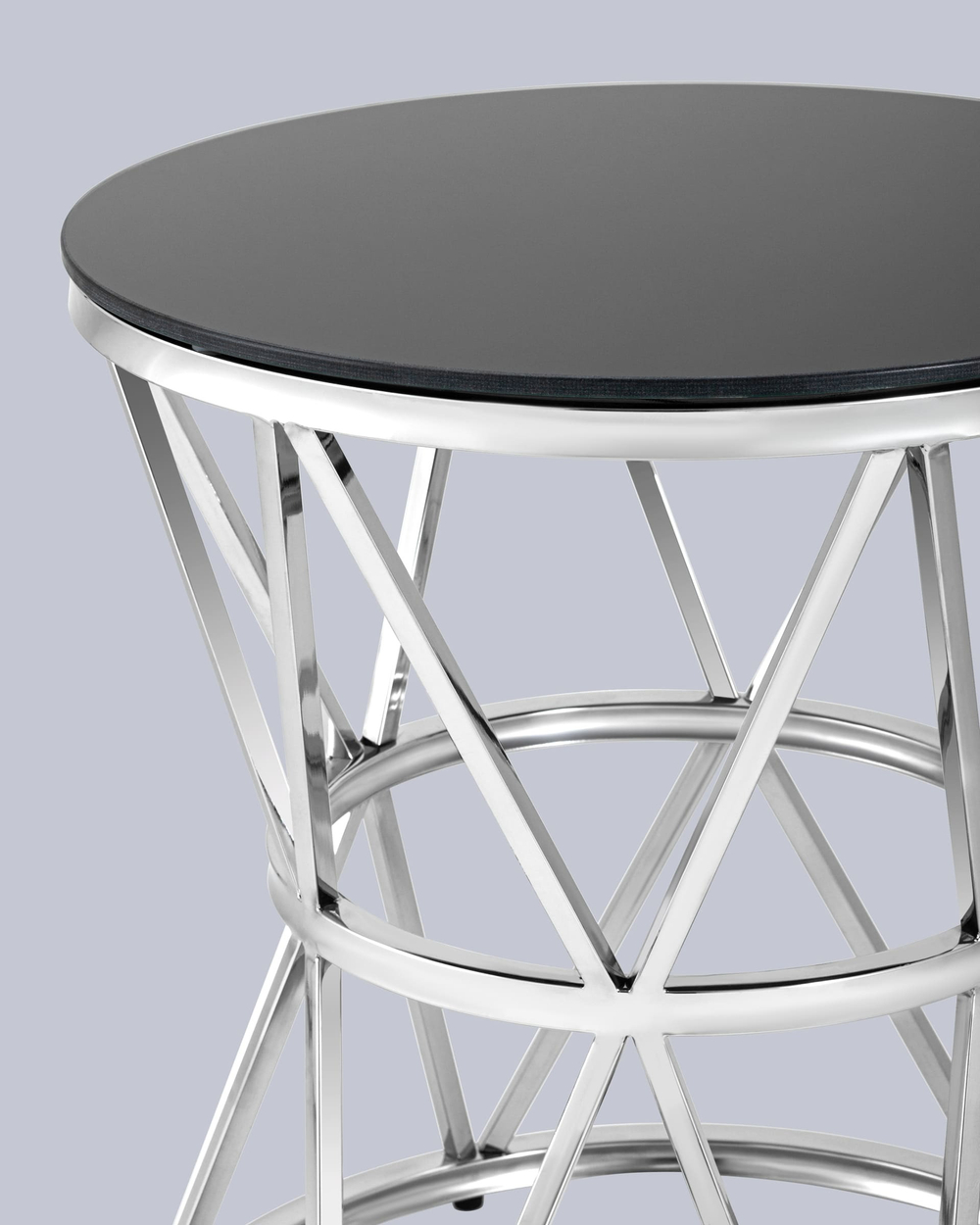 Журнальный стол 50*50 ВИВА серебро стекло черное