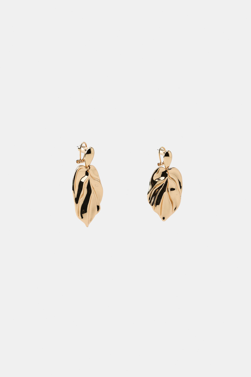 ZARA КРУПНЫЕ МЕТАЛЛИЧЕСКИЕ СЕРЬГИ-ЛИСТЬЯ, ЗОЛОТИСТЫЙ