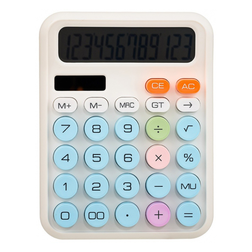 Калькулятор настольный DEXIN 12 Bit, двойное питание, белый, размер 15,7*12*2,5