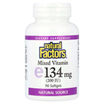 Natural Factors, смешанный витамин E, 134 мг (200 МЕ), 90 капсул