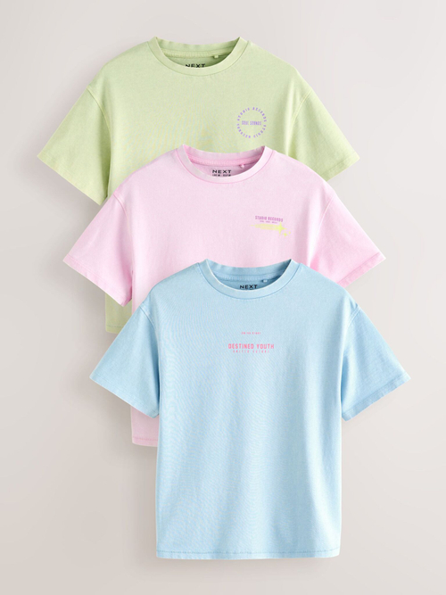 Футболка для девочки Next E44-344, 3 шт., Салатовый, Розовый, Голубой