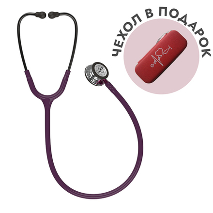 Стетоскоп Littmann Classic III, сливовый, зеркальная акустическая головка, розовый ствол (5960)