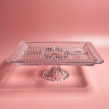 Lenardi 588-689 Квадратная менажница 35,6см на ножке в под.уп.(х4)Стекло