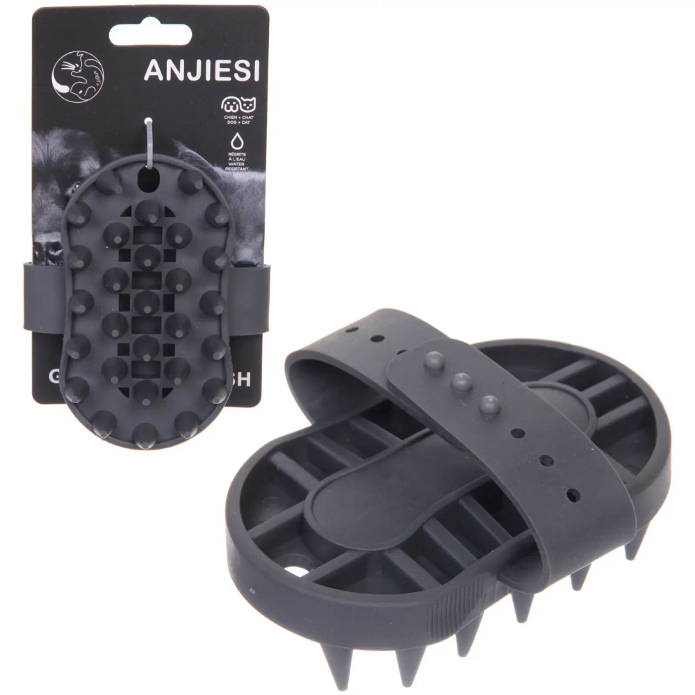 Щетка силиконовая для мытья и вычесывания животных «ПРЕМИУМ - МОЙ БРО», цвет серый, 6.6*12.5см